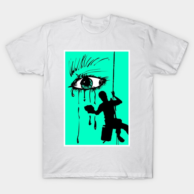 Abstract window cleaner wiping away tears. T-Shirt by Earthworx